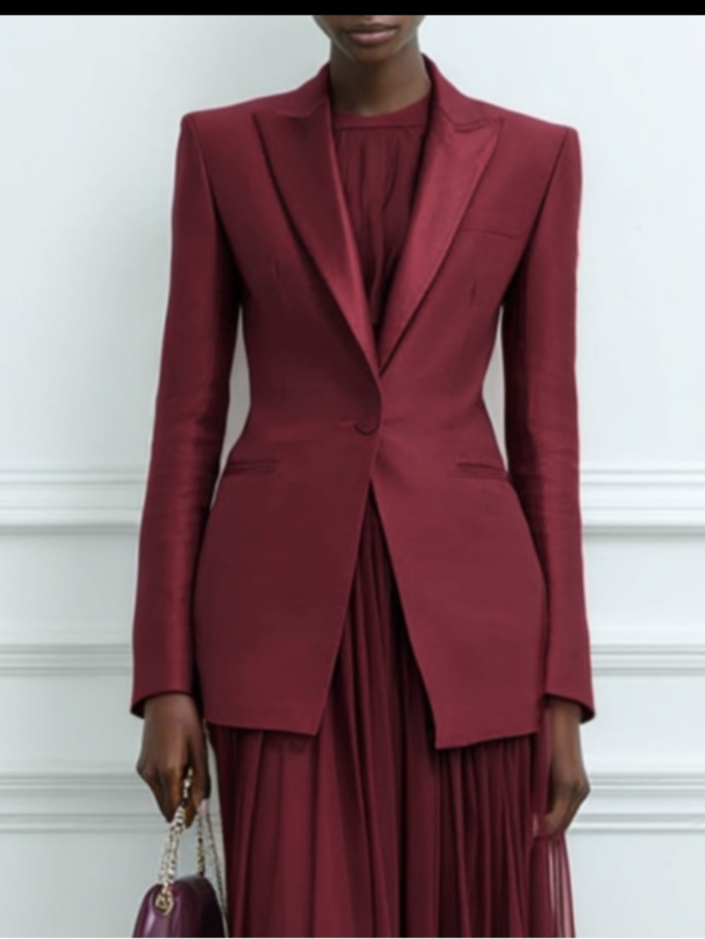 Fehaute Women Wine Red Lapel Collar Long Sleeve Dressy Blazer Size 12 NEW NWT - Picture 4 of 9